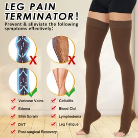 beister 15-20 mmHg Open Toe Medical Compression Stockings for Women Men, Thigh High Graduated Compression Socks with Dot Silicone Band, Support Circulation Pressure Stockings for Varicose Veins, Edema