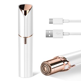 Facial Hair Removal for Women Painless Hair Remover, Waterproof Shaver Razor Hair Remover with LED Light for Face Bikini Peach Fuzz Upper Mustache Lip Chin (White）