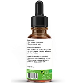 Organic Avocado Oil, Cold Pressed, Organically Certified, Anti-Ageing, Naturally Moisturising for Face, Skin, Hair, Nails and Body (100 ml)