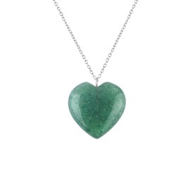 Sunshinegems Natural Green Strawberry Heart Shape Necklace, Polished Gemstone, Healing Crystals, Gift for Her, Birthday, Gemstone Jewelry 18 inch
