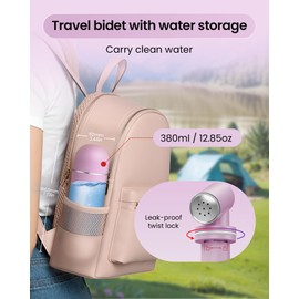 Portable Bidet for Travel & Camping - Manual Squeeze Handheld Peri Bottle for Feminine Hygiene, 3 Leak-Proof Seals, Extendable Sprayer with Rotating Nozzle for Men & Women (Light Purple, General)