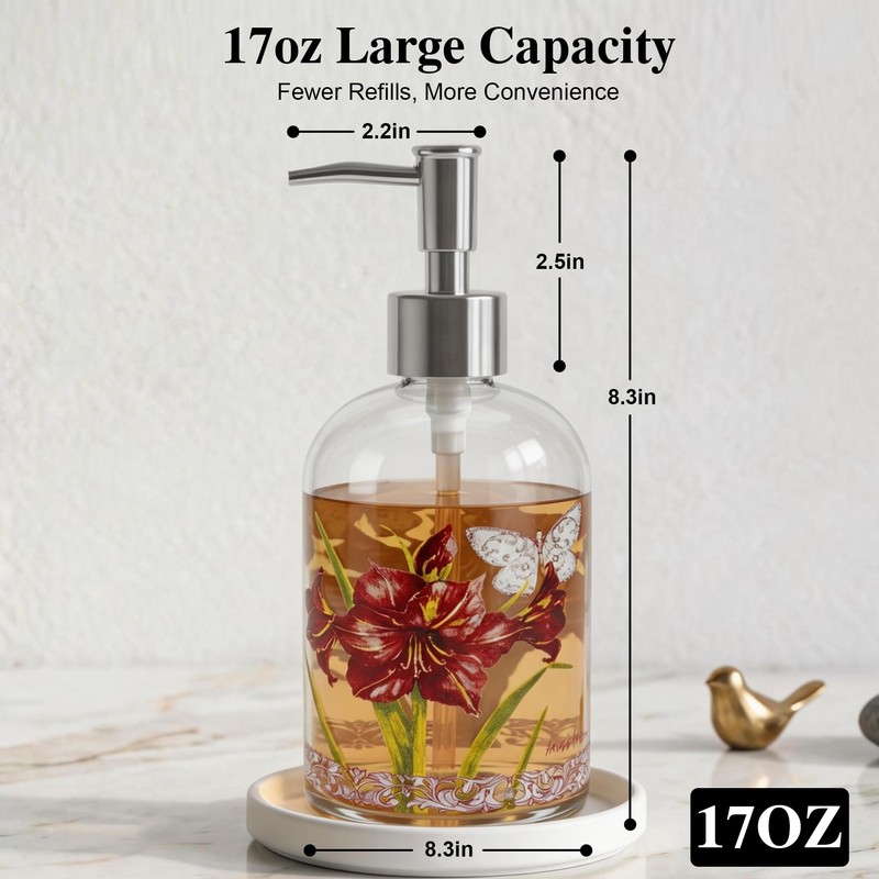 Voltogar Glass Soap Dispenser with Pump, 17 oz (500 ml)