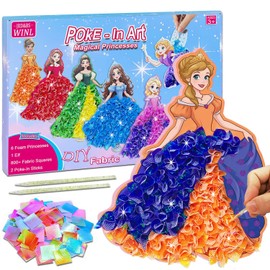JRD&BS WINL Poke in Art Kit for Kids Toys for Age 3-12 Year Old 3D Creative Princesses for Girls Birthday Gifts for 3 4 5 6 7 8 9…… Year Old Boy DIY Craft Supplies Art Kit Craft Supplies (Princesses)