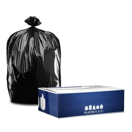 PlasticPlace 33 Gallon Trash Bags │ 1.7 Mil │ Black Garbage Can Liners │ 33" x 39" (100 Case)