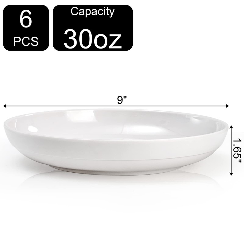 Fasmov Melamine Pasta Bowls, 6 Pack 9 inches 30 Oz