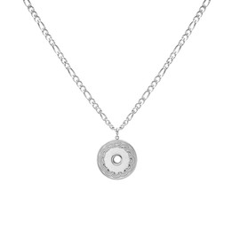 LUUK LIFESTYLE Stainless steel necklace, Circle | Coin pendant, jewelry gift, lucky charm, 20” adjustable length, vintage style, fine design, minimalist design, feminine fashion accessory, silver