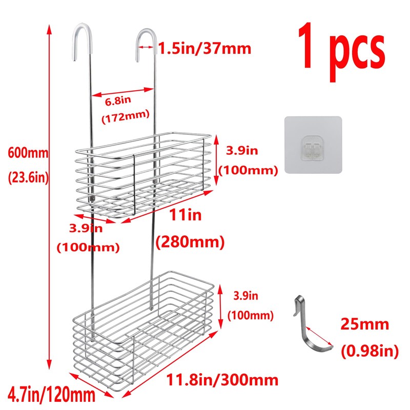Antrader Hanging Shower Rack,Shower Caddy Hanging with Hooks,Hung on the