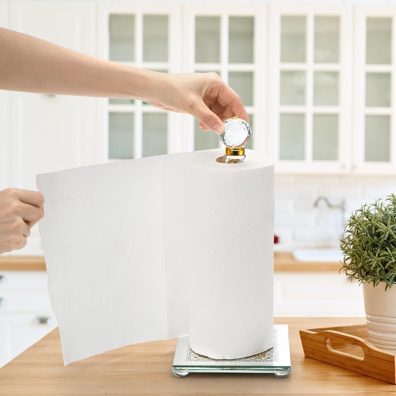 Suwimut Paper Towel Holder, Gold Paper Towel Roll Dispenser Stand