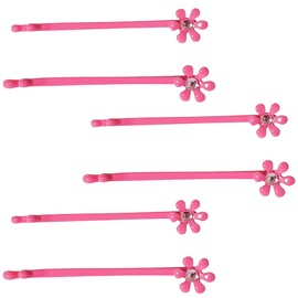 Mibella Kids Hair Clips with Flowers 6 Pieces Kids Pink with Rhinestone Hair Design Hair Care Hard Design Bobby Pin Flower 21851