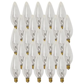Royal Designs, Inc LB-9010-25 LB-9010-25 Royal Designs Incandescent Clear Light Bulbs, E12 Candelabra Brass Base, 130V, 60 Watts, Set of 25, 25 Piece