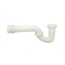 1 1/2" Sink P Trap Kit, Fits 1 1/2" or 1 1/4" Tailpieces, White Plastic Tubular with PVC Threaded Adapter, for drain bar sinks kitchens, bathrooms and water applications.