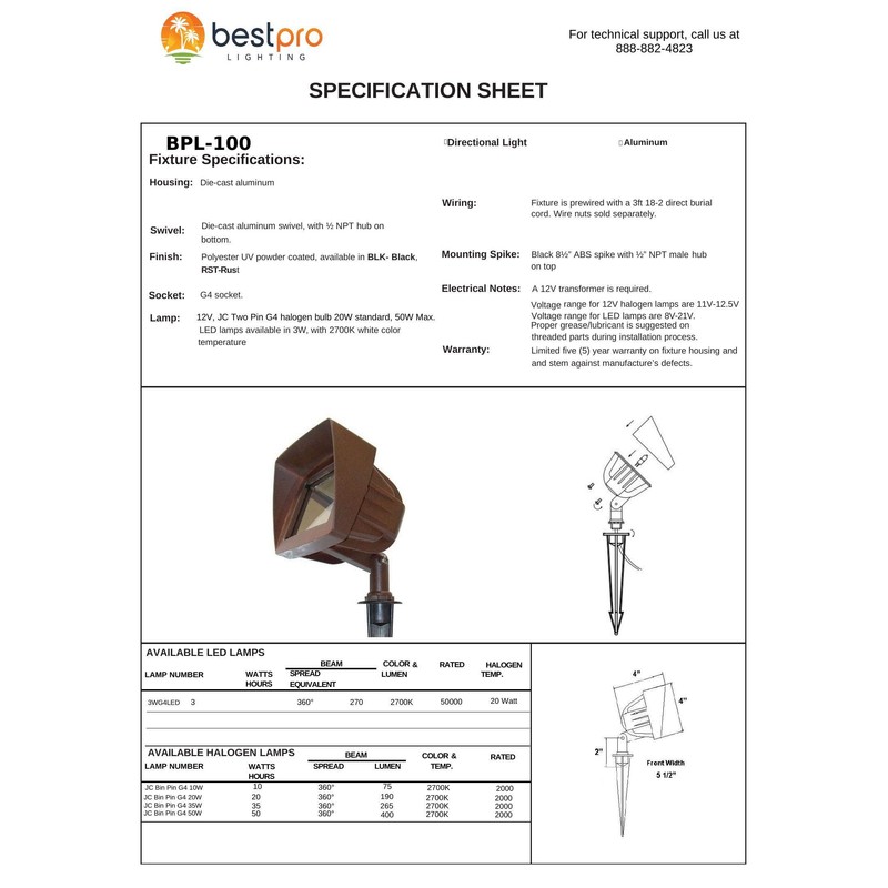 Low Voltage Landscape Lighting Flood Light in Rust Finish