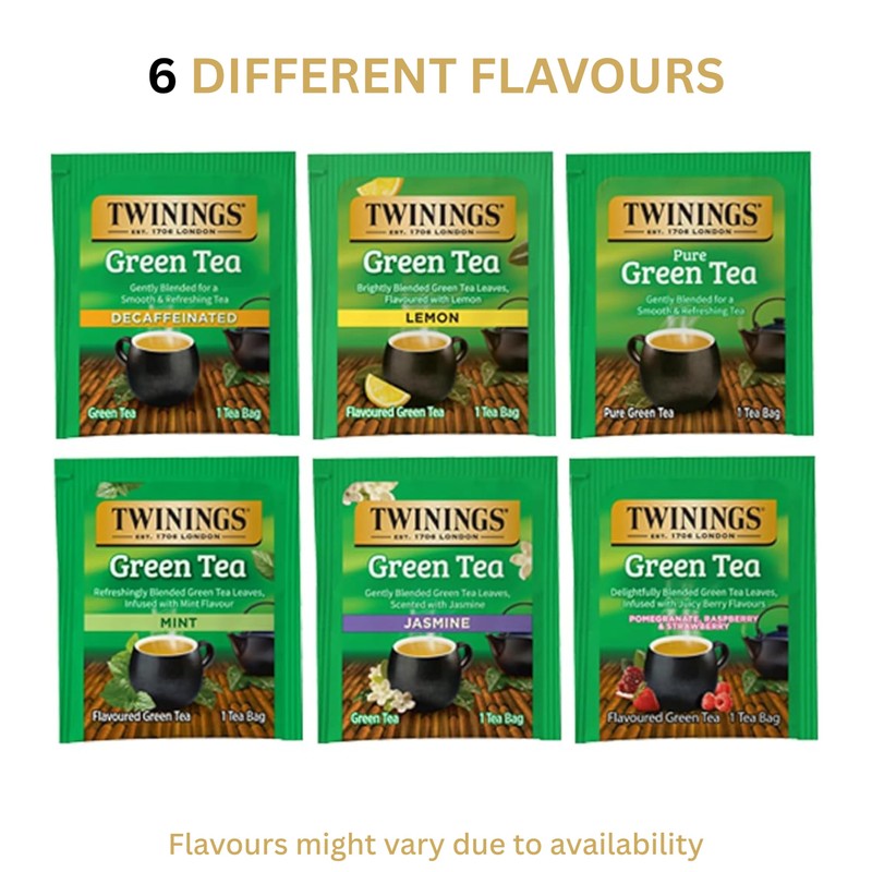 Twinings Green Tea Bags Sampler Assortment, Variety Pack (18 Count)