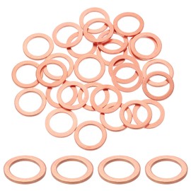 sourcing map 100Pcs M14 Flat Washer Copper Washer Sealing Rings, 14mm ID 20mm OD 1.5mm Thickness Copper Crush Washers Metric Sealing Gasket for Plumbing Machinery Automotive