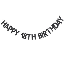Toyland® Birthday/Party Letter Banner - 3 Metre Length - Party Decorations (18TH BIRTHDAY BLACK)