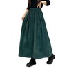 ebossy Women's Corduroy Maxi Skirt Elastic High Waist Drawstring Tie