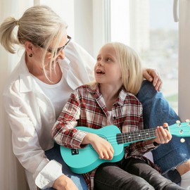 ADM Ukulele for Beginners Hawaiian Wood Ukelele Kit for Kids Adult Student Starter Professional Ukalelee Pack Bundle with Free Lessons Gig Bag Strap Nylon String Tuner (Mint Green, 21 Inch)