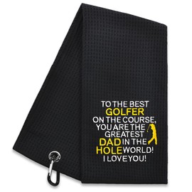 Hafhue to The Best Golfer on The Course Embroidered Golf Towel, Dad Golf Towel, Golf Accessories for Men, Golf Gift for Dad, Birthday for Dad Grandpa Golf Fan, Retirement Gift for Dad