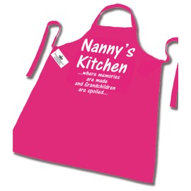 SHOEBOB Nannys Kitchen Hot Pink Apron Grandma Gift - Great nan kitchen apron ideal Nanny Chef Apron gift from the Grandchildren - Kitchen apron for best Grandma Birthday