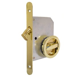 bricoleva.it Sliding Door Lock Set Round Rose Touch Handle with Lock for Sliding Door (Color Polished Brass)