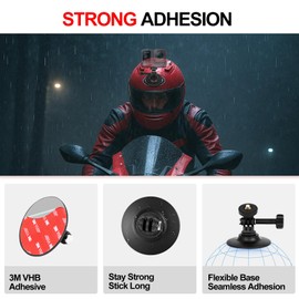 Flexible Adhesive Helmet Mounts, Helmet Camera Mount with Strong Sticky for Gopro Hero13/12/11/10/9/8 Max DJI Action 5 Pro 4 3 Insta360 X5 X4 X3 Ace Pro 2 Sports Camera Accessories-3 Pack