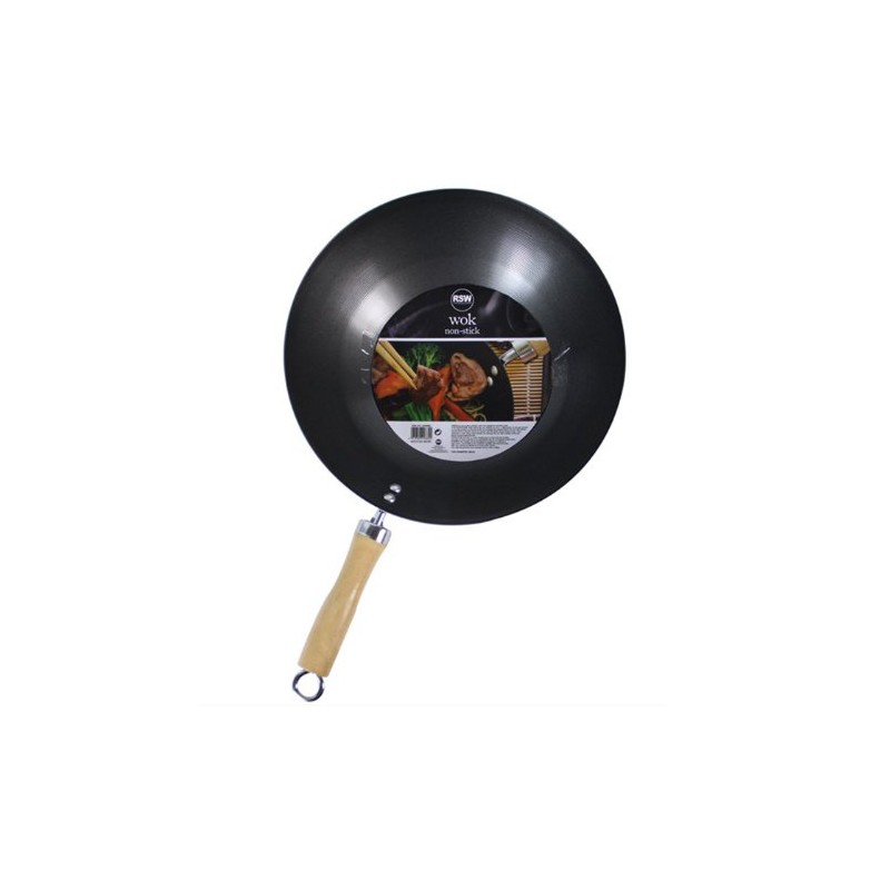 Non Stick Carbon Steel Wok 11" / 28cm Diameter for