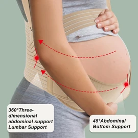GLIDESMOOTH Pregnancy Belly Band, Shoulder Strap Belly Support Brace, Pregnancy Support Belt, Lightweight Abdominal Binder, for Abdomen, Flesh Color, Large, 1 Set