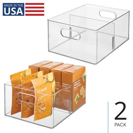iDesign Divided All-Purpose Bin for Kitchen and Pantry Storage - Set of 2 - Clear - Made in USA
