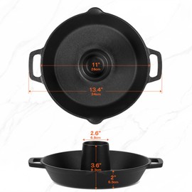 Onlyfire Universal Cast Iron Chicken Roaster, Pre-Seasoned Poultry Roaster Beer Can Turkey Holder with Roasting Pan for Most Grills and Oven