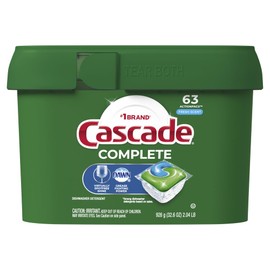 Cascade Complete Dishwasher Pods, ActionPacs Dishwasher Detergent, Fresh Scent, 63 Count