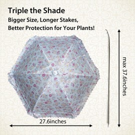 TIMSO Adjustable 3 Pack Plant Shade Umbrella for Outdoor Garden - Sun Protection Cloth & Umbrella for Plants, Potted Plants, and Garden Beds(Blue)