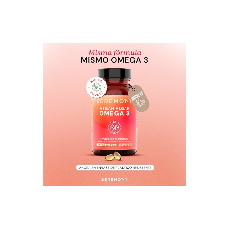 SEREMONY Omega 3 Vegano a Base de Aceite de Microalgas