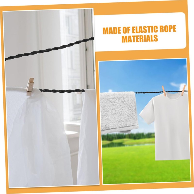 Alipis Portable Outdoor Clothesline Elastic Drying Rope Hooks for Camping