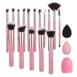 Juego de brochas de maquillaje 16 piezas Juego de brochas de maquillaje Pinceles de base sintética premium Mezcla de polvo facial Sombra de ojos Corrector Juego de brochas de maquillaje, brocha