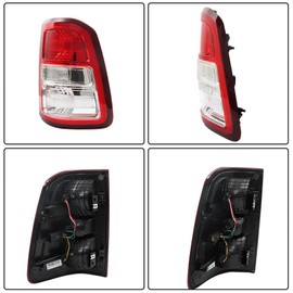 LABLT Right Side Brake Light Replacement for 2019-2023 Ram 1500 Tail Light Chrome 55112988AE White Decorative Frame without Light Bulb