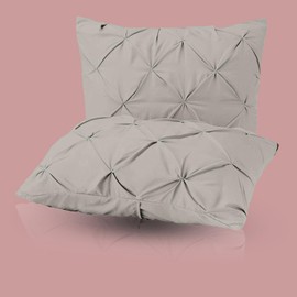 eBeddy Linens Standard Pillow Shams Set Pintuck Silver Grey 100% Microfiber Envelope Closure 20x26 Inch 800-TC Decorative Bed Pillow Cover Pack of 2, Soft Cozy & Breathable