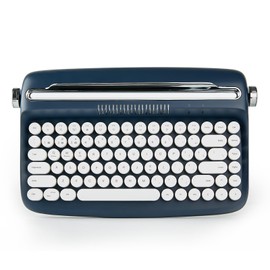 YUNZII ACTTO B303 Wireless Typewriter Keyboard, Bluetooth Connection, Cute Retro Aesthetic Design with Integrated Stand for Tablet, Phone, PC and Win/Mac/Android (B303, Midnight)
