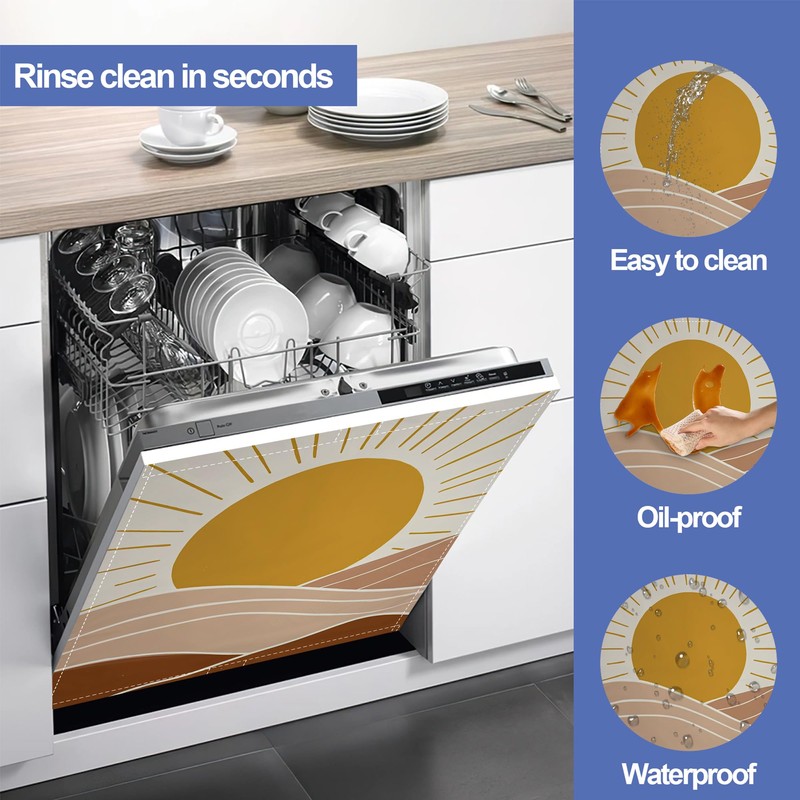 Boho Sun Dishwasher Magnet Cover,Front Dishwasher Cover Decoration Reusable Decorative