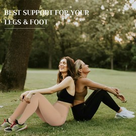 Wegitcs Compression Pantyhose for Women & Men, 2 Pairs Footless 20-30mmHg Medical Graduated Compression Leggings, Waist High Support Tights, Opaque Stockings for Varicose Veins Edema, Beige&Black XL