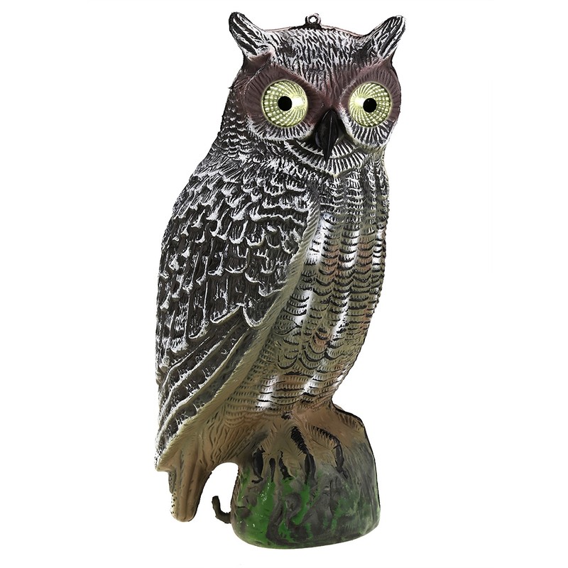Solar Powered Owl Hunting Decoy Bird Scarer Deterrent Pest Control