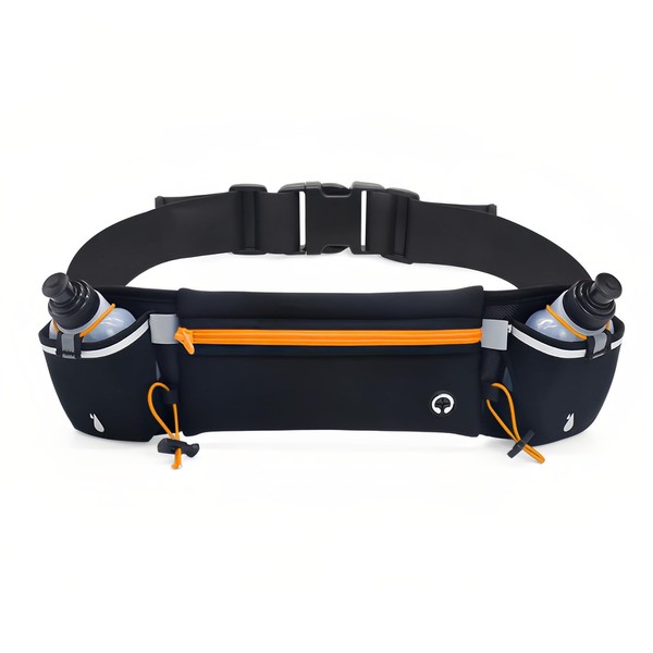 Running Belt with Water Bottles(2x180ML) Adjustable Hydration Waist Pack Bag,Waterproof
