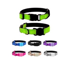 Reflective Nylon Dog Collar, Soft Neoprene Padded, Comfortable with Removable Waterproof Airtag Mount, Quick Release Buckle Perfect for Heavy use (Green, XS)