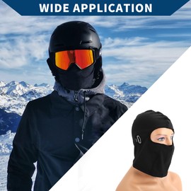 Hihaha Balaclava Face Mask with Glasses Hole Short Ski Sun Hood Masks for Motorcycling Cycling Breathable 1 Piece Black