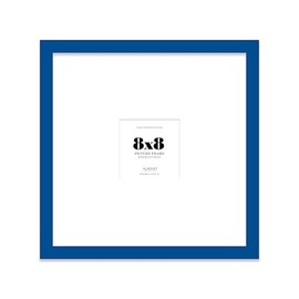8x8" Square Picture Frame, Display Pictures 4x4" With Mat or 8x8" Without Mat, Wall Hanging & Free Standing Photo Frame, Blue, 1 Pack