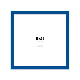 8x8" Square Picture Frame, Display Pictures 4x4" With Mat or 8x8" Without Mat, Wall Hanging & Free Standing Photo Frame, Blue, 1 Pack