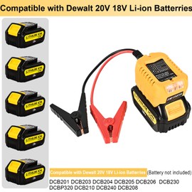 Jump Starter Compatible with Dewalt 20V Tools - Heavy Duty 11AWG Jump Starter Cable (1.2FT), Car Battery Booster Using Power Tool Batteries (Battery not Included)