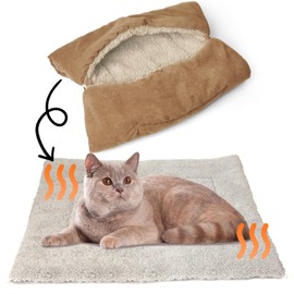 Lyneun Cat Bed Washable, Cat Beds for Indoor Cats 80x60cm, 4 in 1 Foldable Pet Beds for Cats, Warm Soft Kitten Bed Cat Cushion for Cats