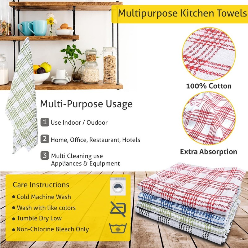 Pro Blazes 100% Natural Cotton Kitchen Towels - Pack of