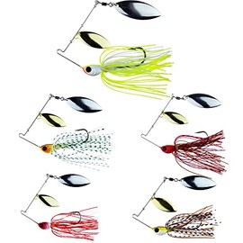 Spinnerbait Fishing Lures,Hard Metal Jig Spinner Baits,Gold & Silver Double Willow Sequins,Bass Fishing Lure,2/3oz