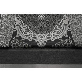 EDUS Turkish Muslim Prayer Rug, 99 Prayer Beads and Kufi Hats for Men, Cotton Islamic Prayer Mat for Men Women and Kids, Portable Carpet, Ottoman Rugs (Grey)